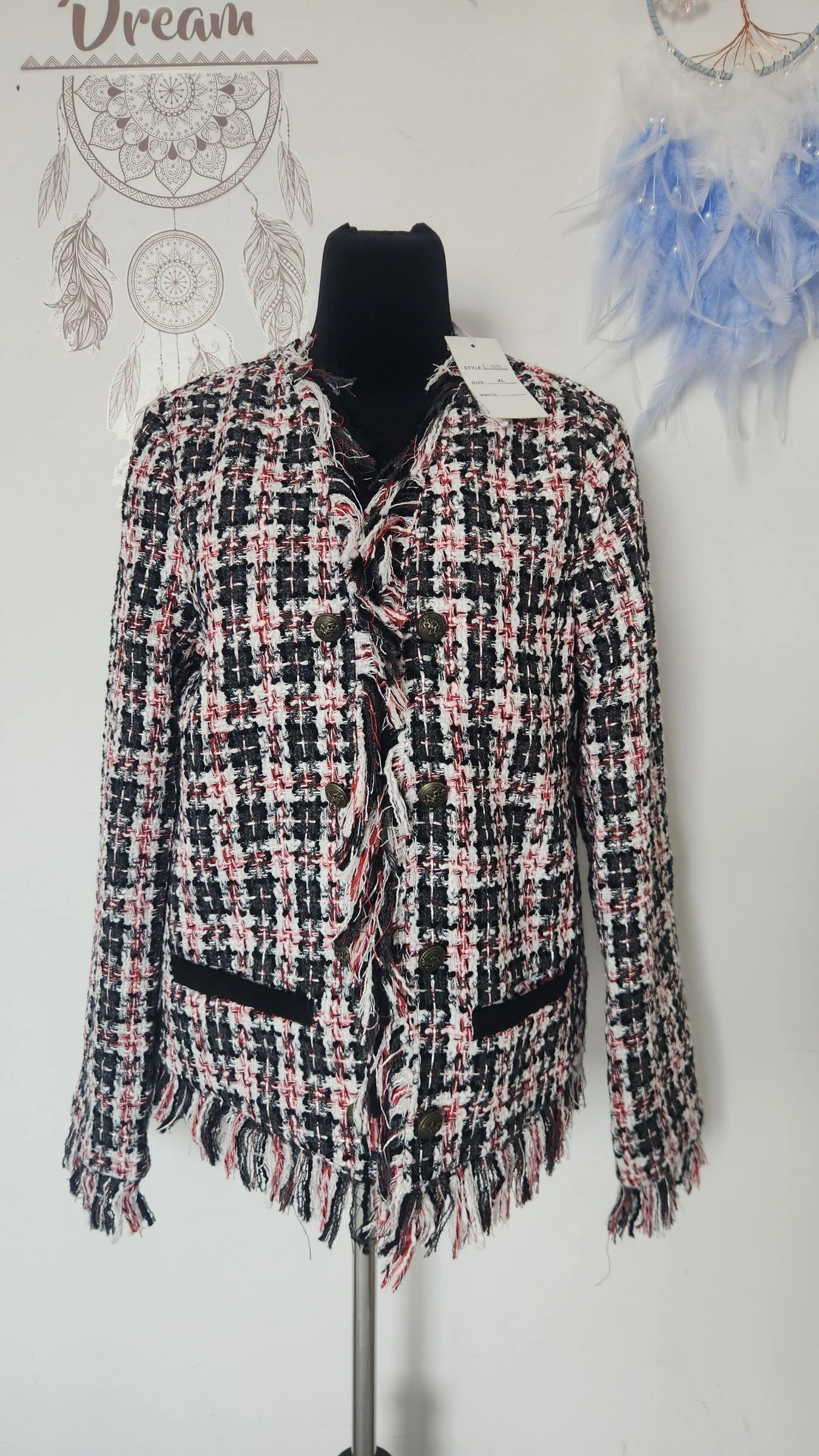 Veste / blazer en tweed chic a frange ●Taille XL●🌸